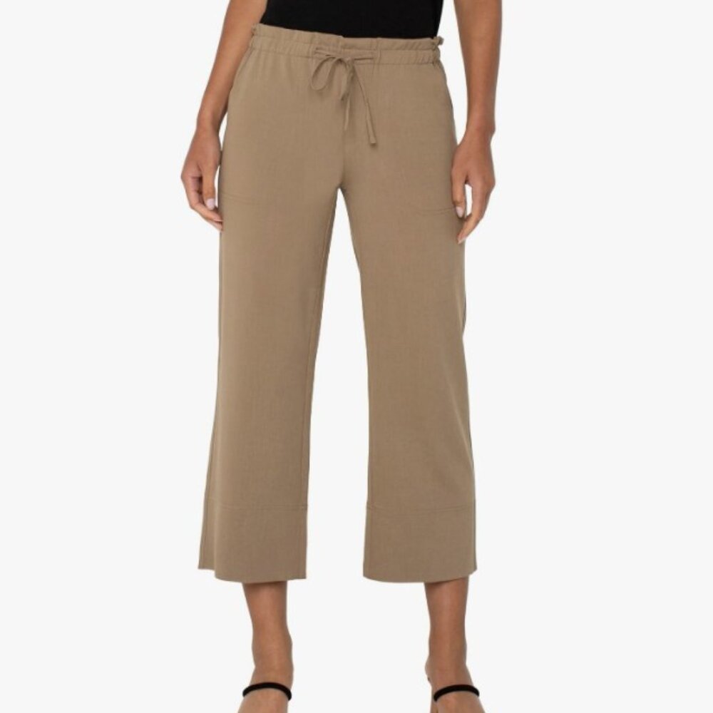 Liverpool Women's Pull on Tie Waist Wide Leg Ankle Pant 26"